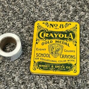 Vintage 2000 Y2K Crayola No. 8 Yellow Metal Crayon Collector’s Tin